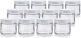 1 oz / 30 ml Clear Thick Glass Straight Sided Jar with White Metal Airtight Lid (12 Pack)