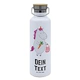 Mr. & Mrs. Panda Personalisierte Trinkflasche Einhorn Gemüse - Geschenke, Selbst Gestalten, Wasserflasche Mit Namen, Gravur, Einhörner, Flasche, Biomarkt, Unicorn, Wochenmarkt