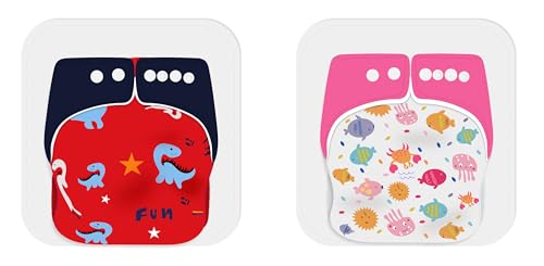 Image of Ambaby Organic Cotton Cloth Diapers - Pack of 4 | Leak-Proof & Reusable | 250ml Absorption | 2 Covers 2 Inserts 2 Boosters | Rash-Free Quick Dry