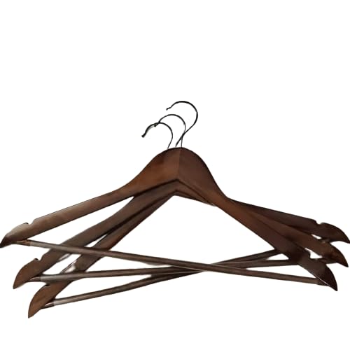Amro Premium Wooden Natural Cloth Hangers with Non-Slip Bar and Precisely Cut Notches, Finished Wood Hangers for Closet Durable Dark Brown Pack of 3-image-27