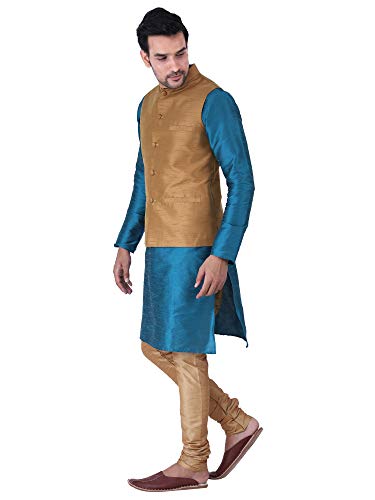 Image of Sadree Silk Men's Kurta Pajama Waistcoat or Nehru Jacket Set