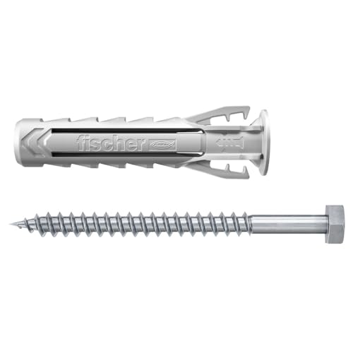 fischer - Cheville nylon à expansion SX Plus 14x70 avec collerette et vis, tous matériaux/Blister de 2