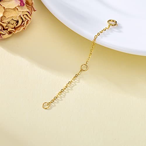 14K Solid Gold Chain Necklace Extender 2 Inch, Delicate Durable Adjustable Gold Chain Extender for Gold Necklace Bracelet - Image 4
