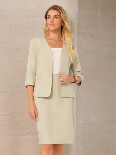 Women's Skirt Suit Set for Women 2 Piece Blazer and Skirt 2025 Work Business Outfits2
