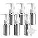 TIANZD 6 Piezas Pequeño 30 ml Botella de Dosificador Botella de Aluminio Plata con Bomba Vacías Envase Cosmético para Champú de Loción Gel Cremas Aceite Esencial Viaje, 1x Embudo