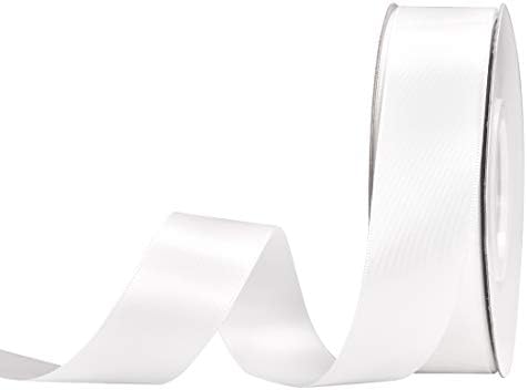 YAMA Double Face Satin Ribbon - 1 inch 25 Yards for Gift Package Wrapping,Floral Design,Hair Bow Clip Making,Crafting,Sewing,Wedding Decor,White