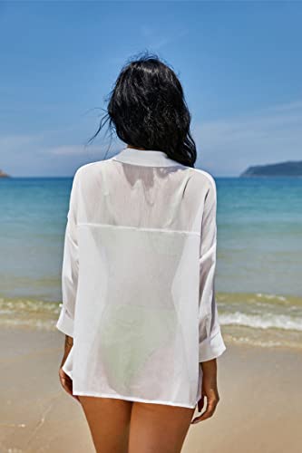 ZAFUL Women's Beach Swimsuit Cover Up Shirt Bikini Beachwear Bathing Suit Beach Dress Kimono Cardigan4