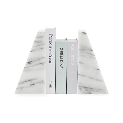 Fox Run Natural Polished White Marble Bookends Cover