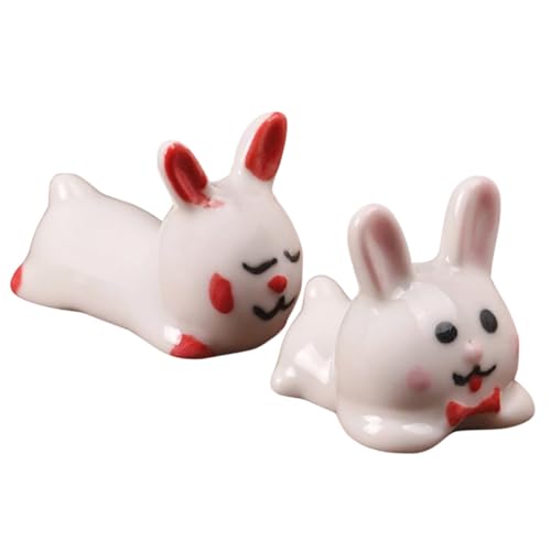Frcolor 2個 製かわいいウサギ形箸置き 軽量コンパクト 食洗機対応 スプーンフォルダー兼用 ホテルや家用テーブルウェア
