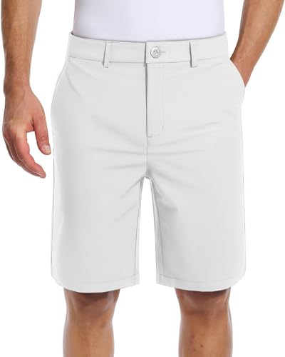 TACVASEN Work Shorts for Men Quick Dry Golf Shorts Casual Shorts 9" Stretch Shorts Water-Resistant Hiking Shorts Stretch White,36