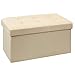BRIAN & DANY Baúl Puff Taburete Plegable de Almacenamiento otomano, Taburete de Lino, reposapiés Plegable para Asiento - Beige, 76 x 38 x 38 cm
