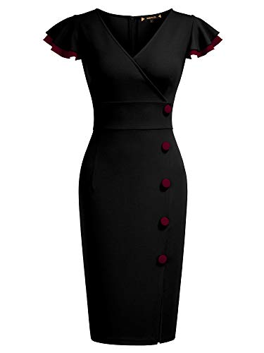 Image of Miusol Women's Navy Style Deep-V Neck Vintage Evening Pencil Dress