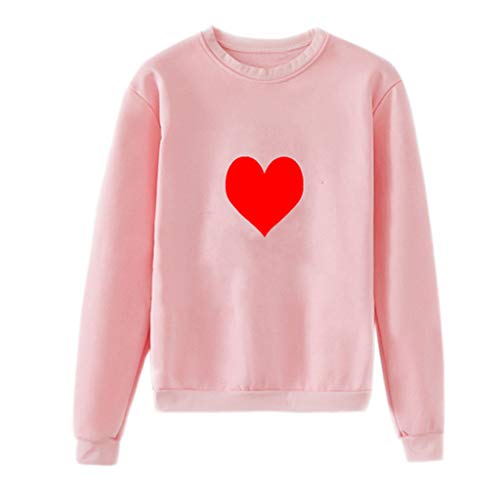 Camisetas Manga Larga Tallas Grandes Originales tee Estampado de Amor Elegante Retro Pullover Casuales Suelto Sudaderas Basicas Tops de Cuello Redondo Camisas Otoño Invierno Mujeres Chica Gusspower