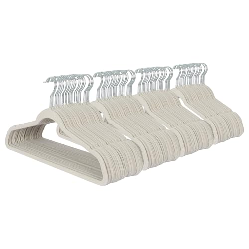 Harbour Housewares Velvet Hangers - 45cm - 100x - Grey Non-Slip Coat Hangers with Trouser Bar Clothes Bar 360 Degree Swivel Hook Wardrobe Organiser for Suit & Shirt Trouser