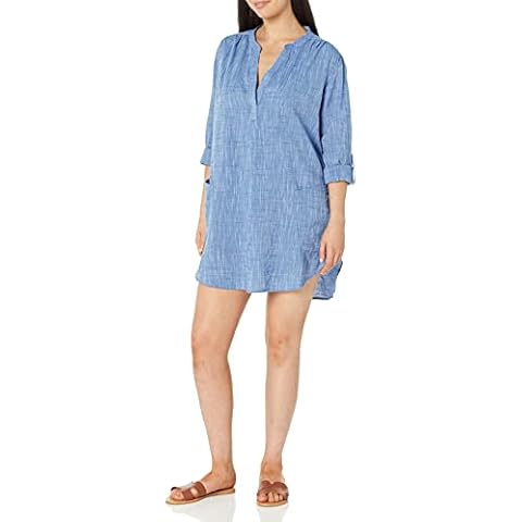 Seafolly Women's Basics Boyfriend Beach Shirt Swimwear Cover-Ups, Chambray, Small Cover