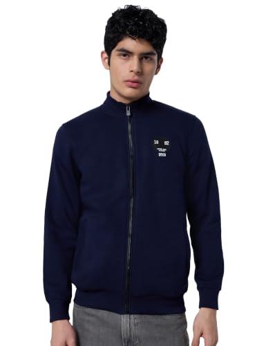 Image of Spykar Blended High Neck Full Sleeve Sweatshirt for Men