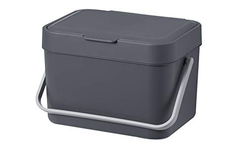 Image of Litem Hanging Waste Bin | Trash Can | Dark Grey | Wall Hanging Type, Hook and Bracket Included, Kitchen Countertop Compatible, 1.05 Gallons (4L)