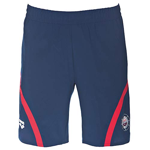 Arena Official USA Swimming National Team Unisex Bermuda Short, Navy - Red, M