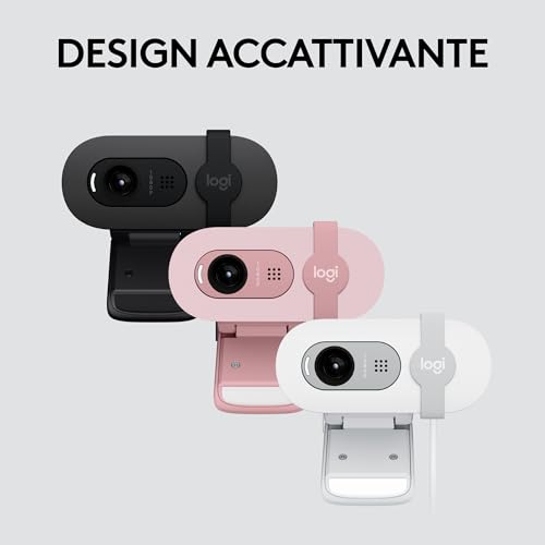 Brio 100 Full HD per riunioni e streaming, bilanciamento automatico illuminazione, microfono integrato, copriobiettivo, USB-A per Microsoft Teams, Google Meet, Zoom ecc - Rosa - Webcam - Immagine 8