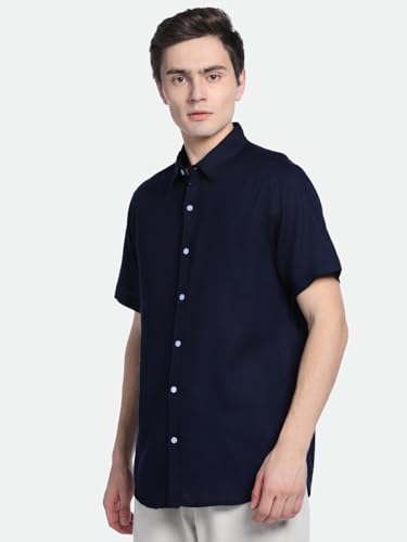 Image of Dennis Lingo Mens Spread Collar Poly Linen Shirts