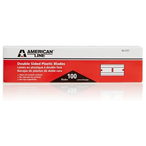 American Line Double Edged Orange Plastic Blades - 100-Pack - Made with Durable Corrosion Resistant Plastic for Stubborn Sensitive Surfaces - .875" x 6.75" x 1.75" - 66-0707 Cover