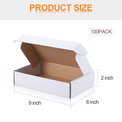 Image of Qilery 100 Pcs 9 x 6 x 2 Inches Shipping Boxes Corrugated Cardboard White Mailer Boxes Packaging for Small Business Mailing Wrapping Present Gift