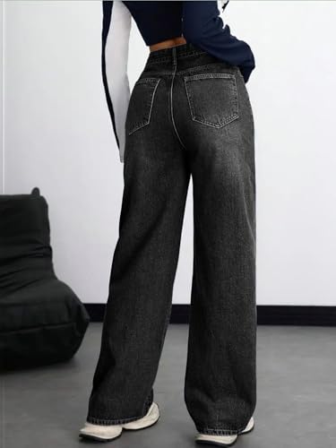 Image of KOTTY Women's High Rise Wide Leg Denim Jeans | Relaxed Fit Casual Everyday Jeans for Women