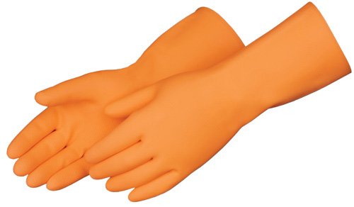 Liberty Glove & Safety 2876SP/L Latex Heavyweight Liquid Proof Unsupported Glove with Flock Lined, Chemical Resistant, 28 mil Thickness, 13" Length, Large, Orange (Pack of 12)