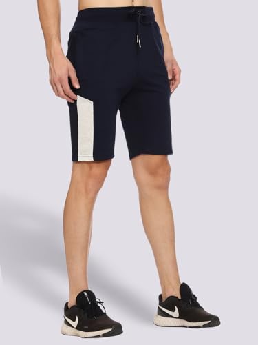 Image of MARK LOUIIS Men's Cotton Blend Shorts with 2 Zipper Pockets + 1 Back Pocket | Lightweight Breathable Casual Shorts | Elastic Waist Comfortable Fit | Multi-Color | M to 7XL