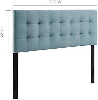 Lily Queen Biscuit Tufted Performance Velvet Headboard, Light Blue
