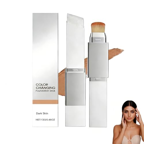 Base Que Cambia De Color,2 EN 1 Base De Maquillaje En Barra,Barra Crema Cubriente Bar con Cabezal Brocha,Ligera Hidratante,Proporciona un Acabado Natural y Apta para Todo Tipo de Pieles(Tono de Piel)