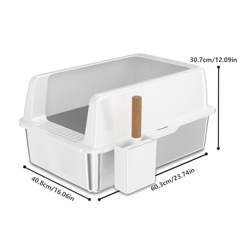Caja de arena para gatos de acero inoxidable con lados altos miniatura 2