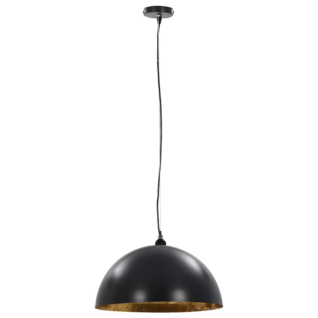 Plafoniere 2 pezzi semicircolare E27 50 cm nero e oro