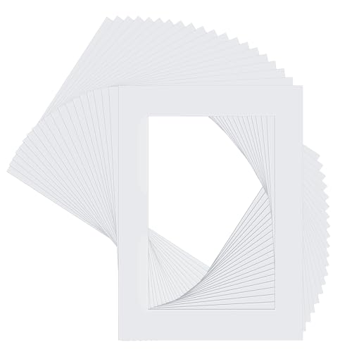 Daelesr 20 Pcs Carton Paspartú, Passepartout Blanco, Paspartú Marco de Biselado para Fotos, Passepartout Papel, para Enmarcar Imágenes Fotos Pinturas Carteles Impresiones Artísticas (29,7 x 42cm)