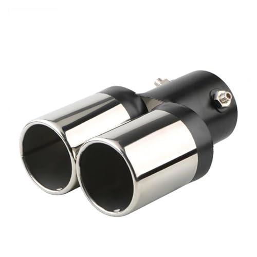 Embout pot d'échappement 2.5 pouces double sortie incurvée en inox noir chromé
