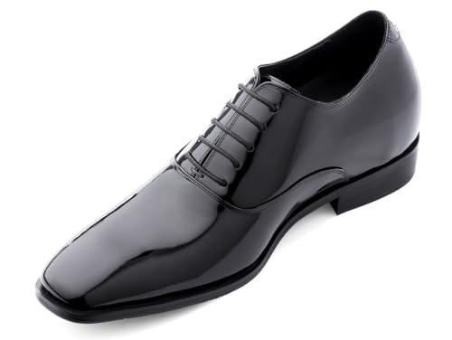 Image of TOTO Men's Invisible Height Increasing Elevator Shoes - Black Patent Leather Lace-up Formal Oxfords - 3 Inches Taller - H6532B - Size 9.5 D(M) US