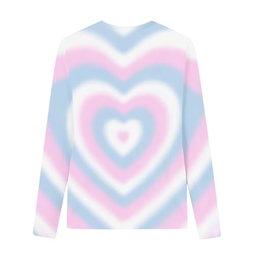 Girls Tie Dye T Shirts Long Sleeve Love Graphic Tees Fall Cotton Tshirts Basic Tops 3-14 Years3