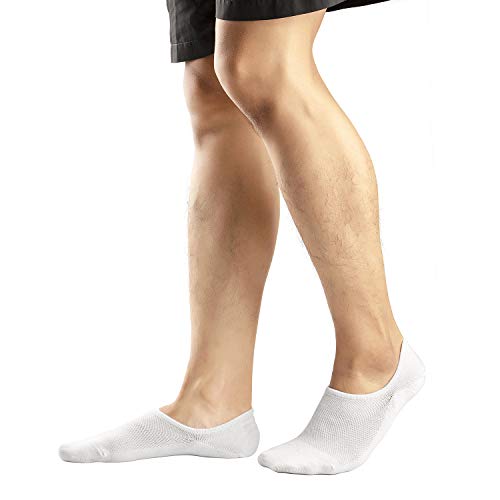 Mottee&Zconia Mens Low Cut No Show Casual Comfy Non-Slip Cotton Socks 6 pack White Size 8-11