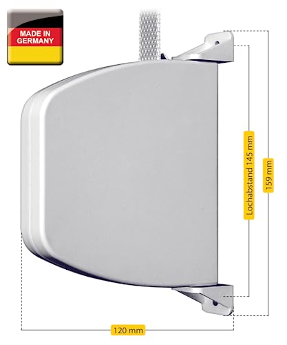 Schellenberg 50503 Rolladen Gurtwickler Aufputz inkl. Rolladengurt 14 mm x 5m, System Mini, 180° schwenkbar, Lochabstand 14,5 cm Aufschraubwickler nicht zu öffnen, Weiß