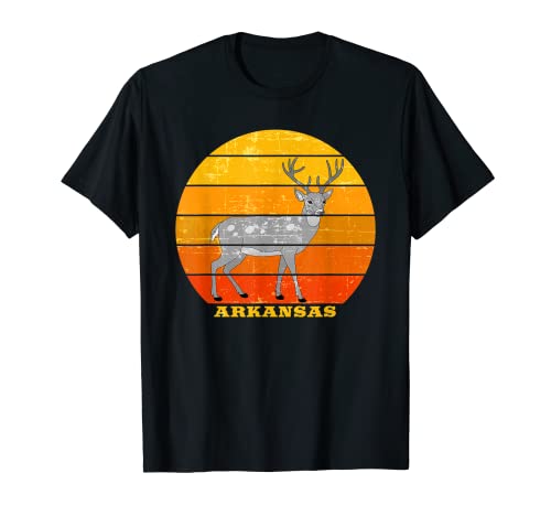 Vintage Retro Sunset Arkansas Deer Hunting - Regalo de temporada Camiseta