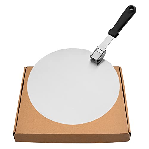 Mecmbj Pelle à Pizza Ronde en INOX, Pelle à pizza professionnelle, avec Manche Anti-Chaude Anti-Dérapan, Idéal pour Les Gâteaux, Pizzas, Tartes, 12 Pouce