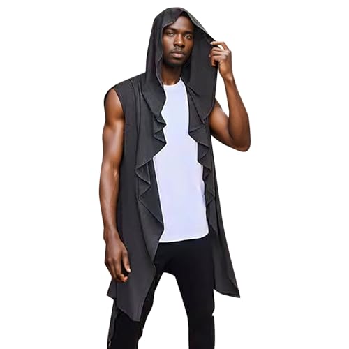 Manteau cape léger cour fantaisie médiéval veste longue à volants pour hommes avec col écharpe