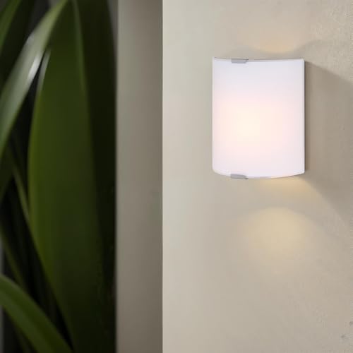 Image of Modern 1-Light Wall Sconce, Grey with Flat Opal Glass, 7 Inch, Ambient Accent Lighting, Floating Wall Mounted Light for Hallway, Bathroom, Dining Room, Bedroom, Easy Install, 60W Type A Compatible