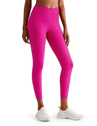 INBIKE Women's Yoga Leggings with Hign Waist, Double Tummy Control Workout Running Compression Pants,Rose Red Large