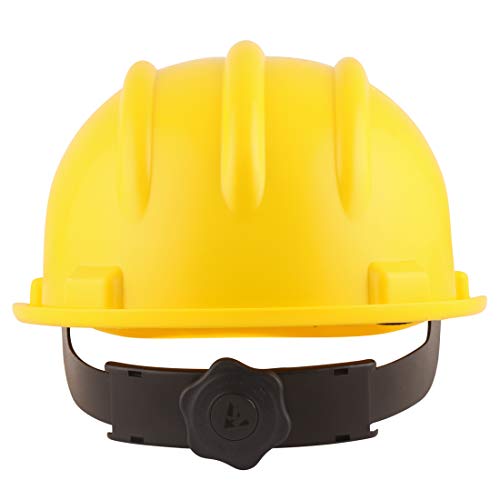 KARAM PN521 Safety Helmet for Men Construction Helmet | Ratchet Type Adjustment with Adjustable Chin Strap | Work Helmet with Side Slot for Attachment | is:2925:1984 Certified | Yellow