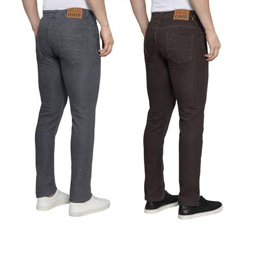 Image of DAIS Men's Stretchable Slim Fit Mid Rise Jeans, Pack of 2, (Combo of 2 Jeans)