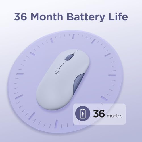 Image of Lenovo 350 Wireless Bluetooth Mouse, Silent Click, 3 Level DPI (1000, 1600, 2400), 36 Month Battery Life, 2 Device Pairing, Meta Grape
