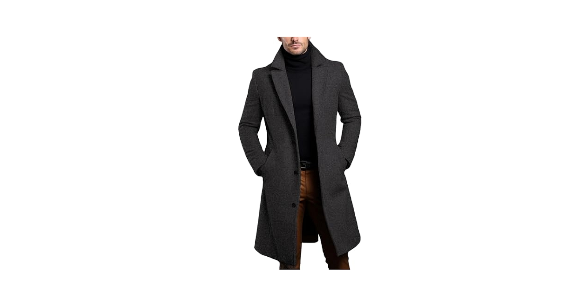 evzosrz Mens Trench Long Jacket Coat Winter Warm Slim Fit
