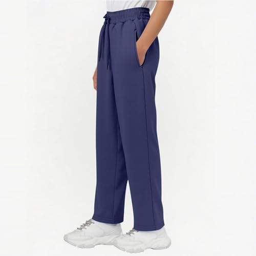 Sweat Pants for Girls Wide Leg High Waist Joggers Drawstring Elastic Cute Clothes with Pockets2