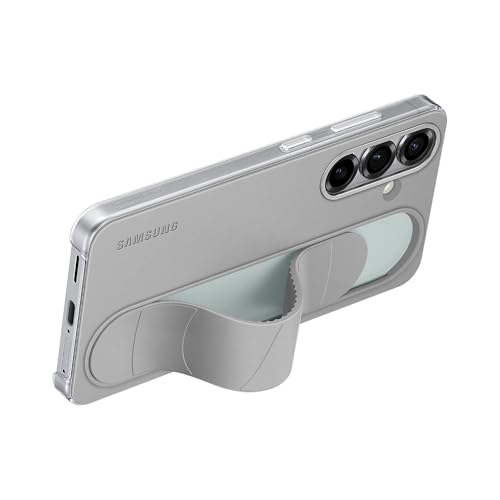 Image of Samsung Galaxy S25 (Small) Standing Grip Phone Case, Protective Cover, Soft Touch, Kickstand, Durable Design, International Version EF-GS931CJEGWW - (Gray)